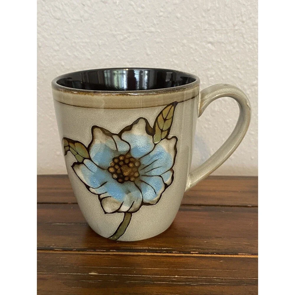 Pfaltzagraff Harker Coffee Cup SET of 2 Mug Blue Floral Replacement Retired
